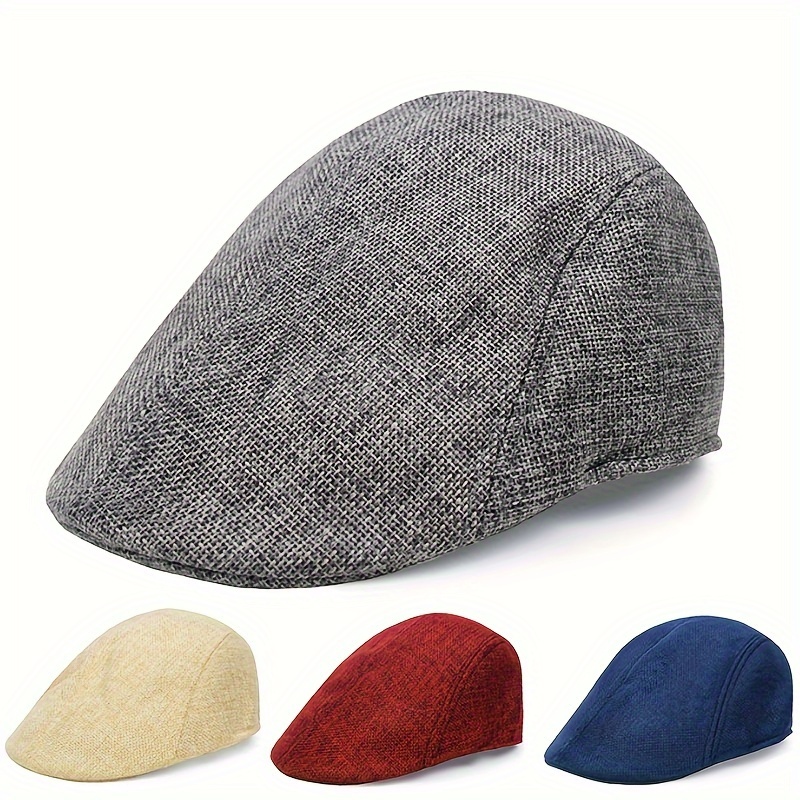 

1pc Trendy Classic Flat Outdoor Sun Shade Faux Wool Cap, Solid Color Fishing Cap