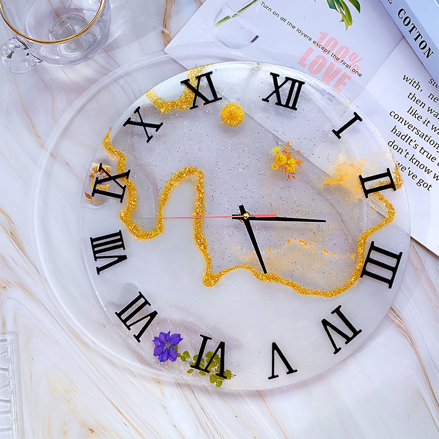 Resin Clock Mold with Clock Parts, Arabic Numerals Clock Silicone Mou, MiniatureSweet, Kawaii Resin Crafts, Decoden Cabochons Supplies