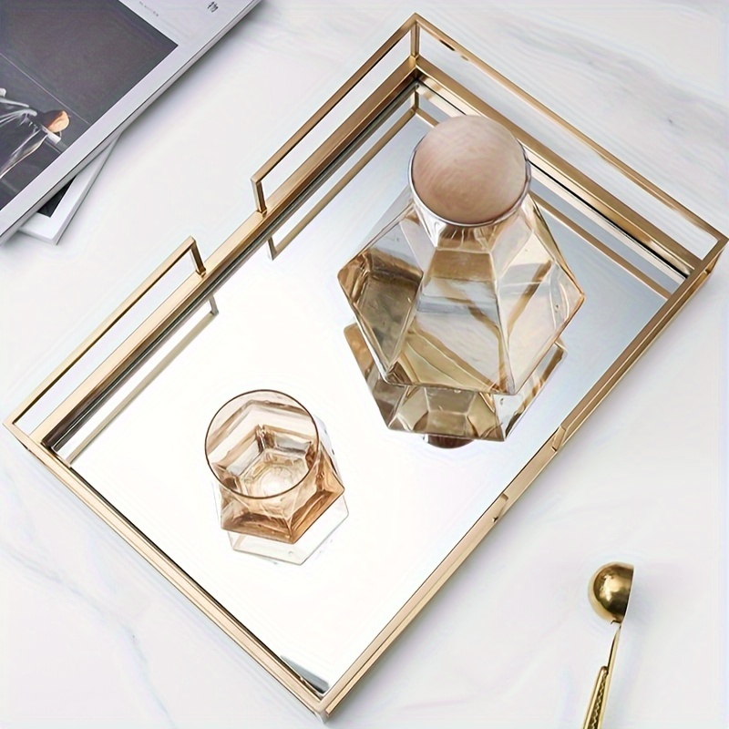 Metal Golden Handles Decorative Glass Mirror Centerpieces - Temu