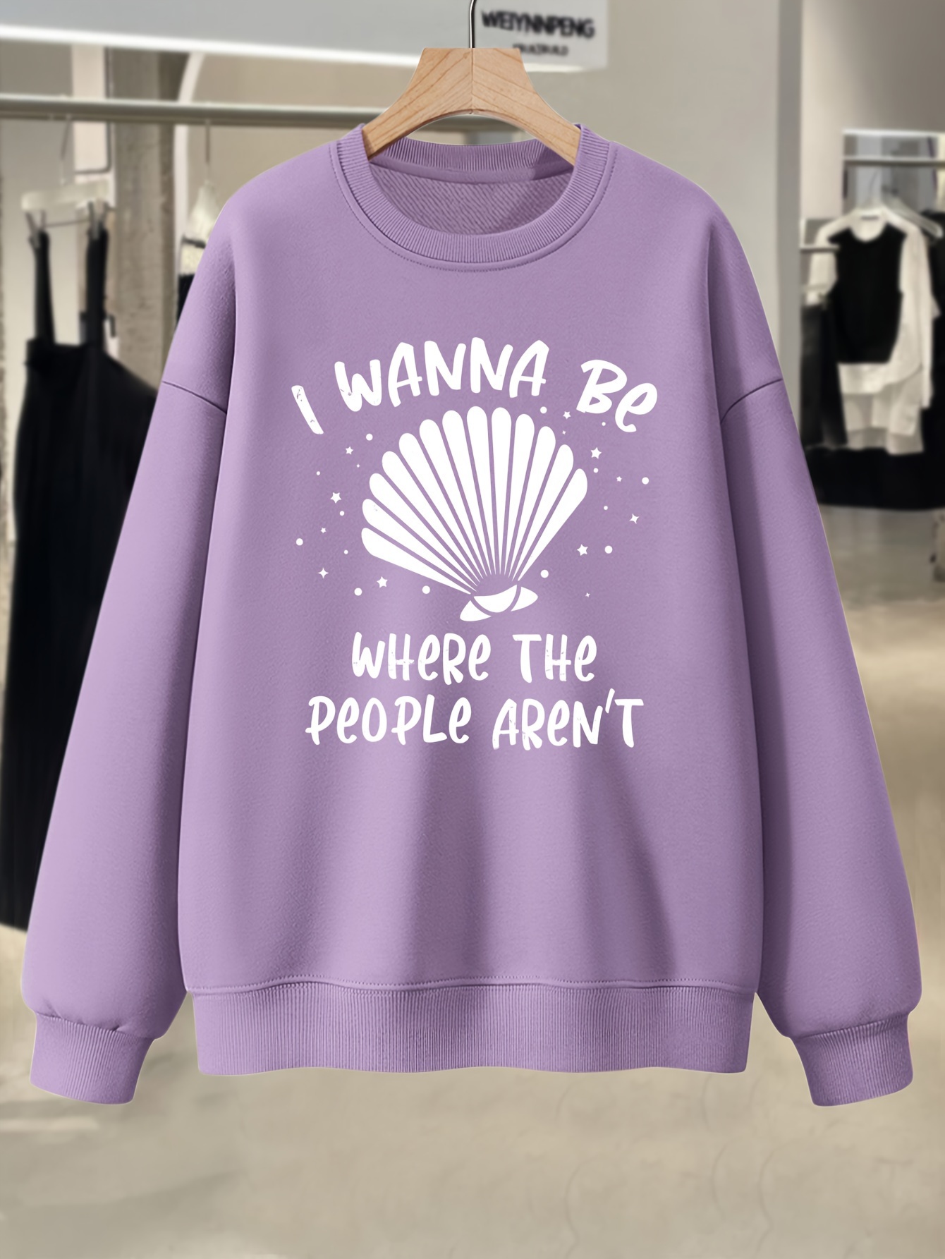 Plus Size Mermaid Letter Print Sweatshirt, Crew Neck Casual Sweatshirt For Fall & Spring, Women's Plus Size Clothing