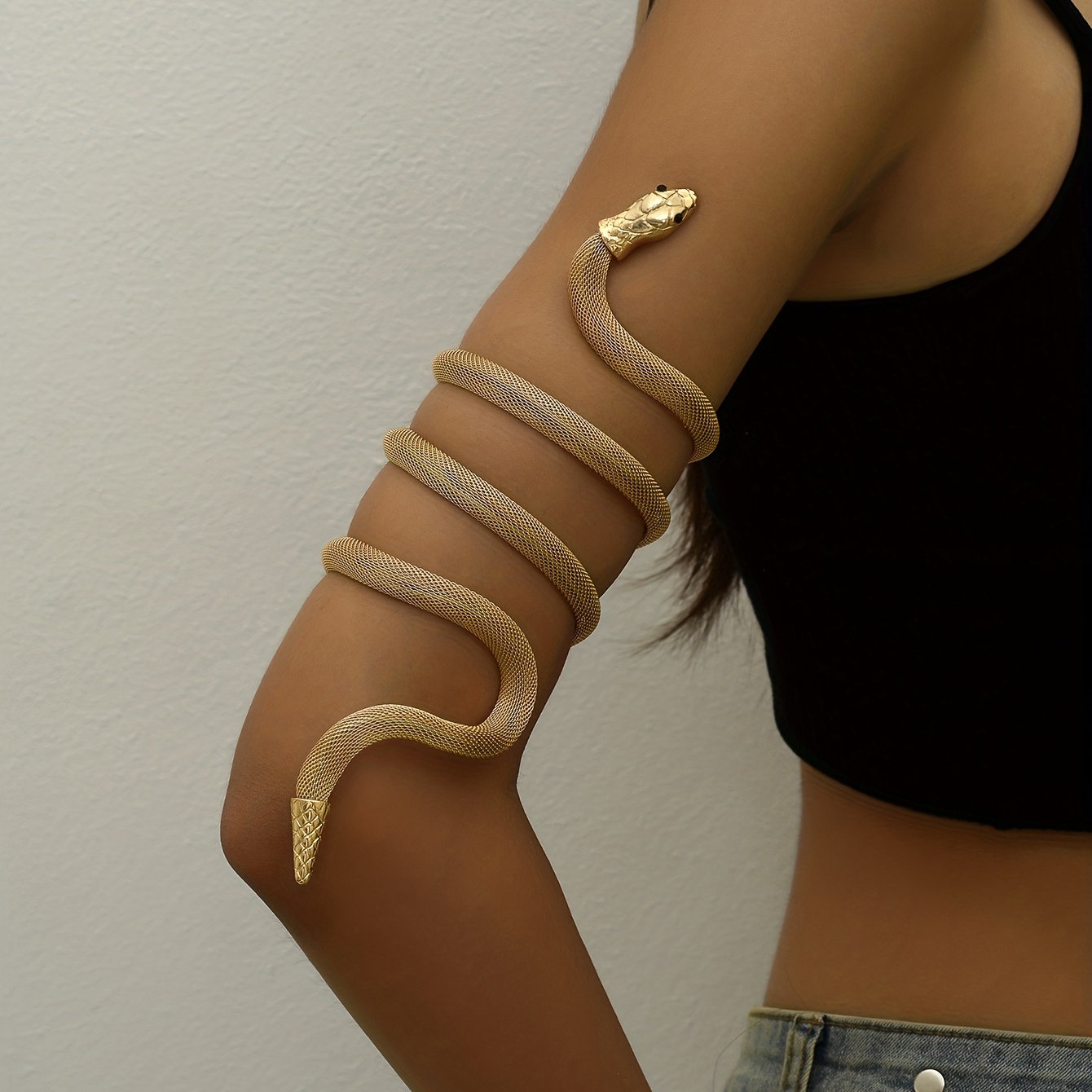 HUASAI Halloween Snake Arm Cuff Gold Snake Bracelet for Women Girls Snake  Open Bangle Bracelet
