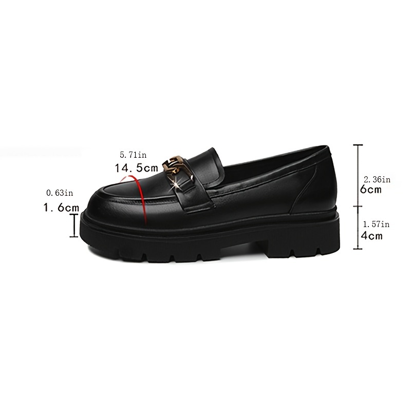 Women's Chain Decor Loafers Platform Chunky Heeled Shoes