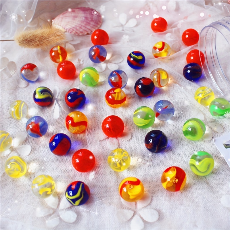 POPLAY 60pcs Colorful Glass Marbles,9/16 inch Marbles Bulk for Kids Marble Games,DIY and Home Decoration