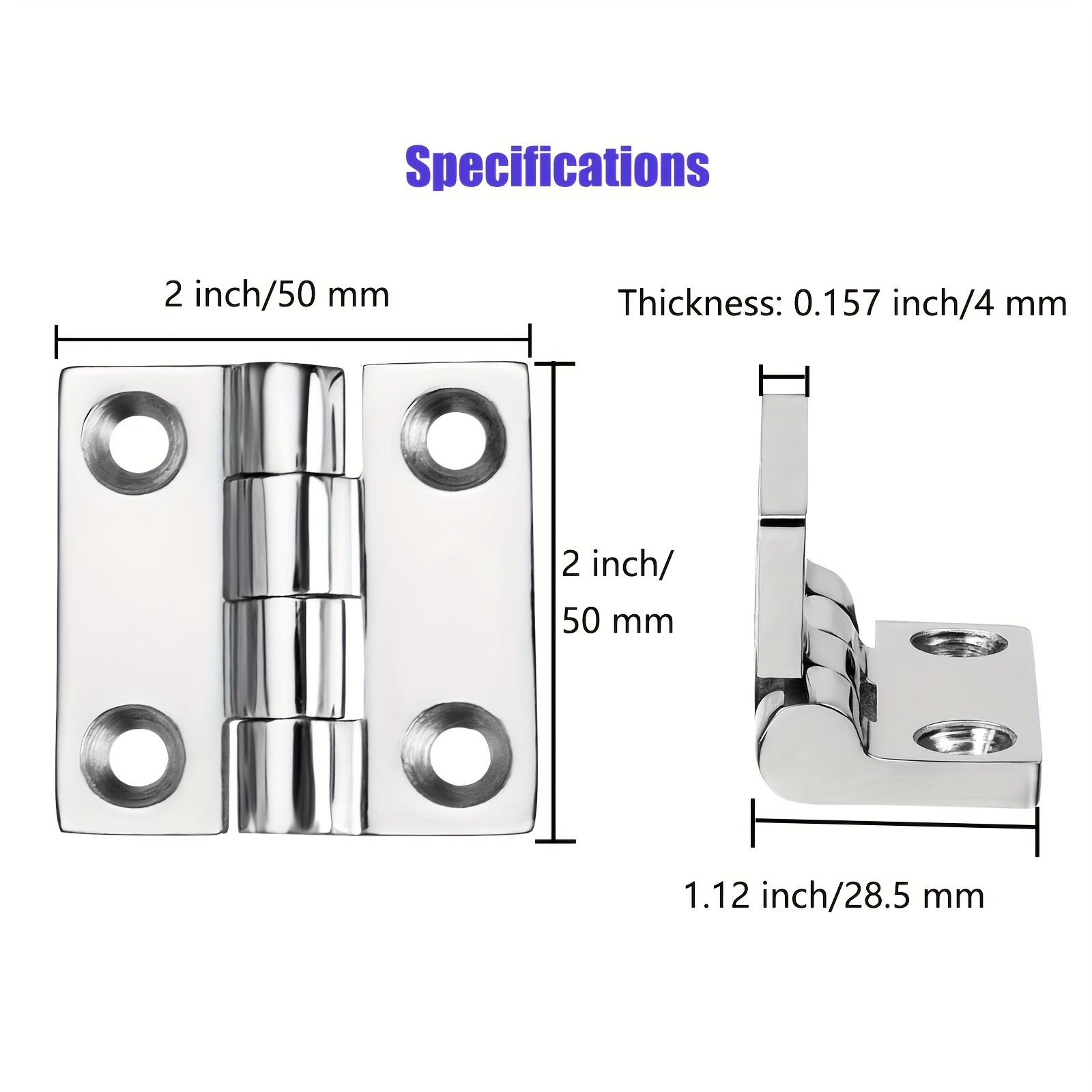 Stainless Steel Boat Hinges Marine Grade Hinges 2x2in 50x50mm