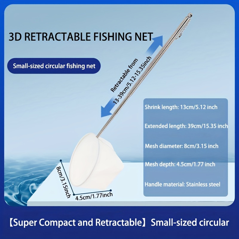 Stainless Steel Extendable Fish Net Fish Tank Net Small 3d - Temu