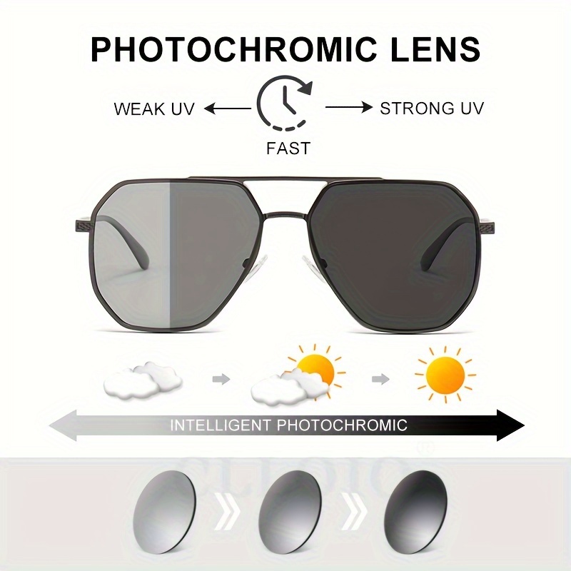 1pc Mens Foldable Photochromic Sunglasses Uv Protection Driving