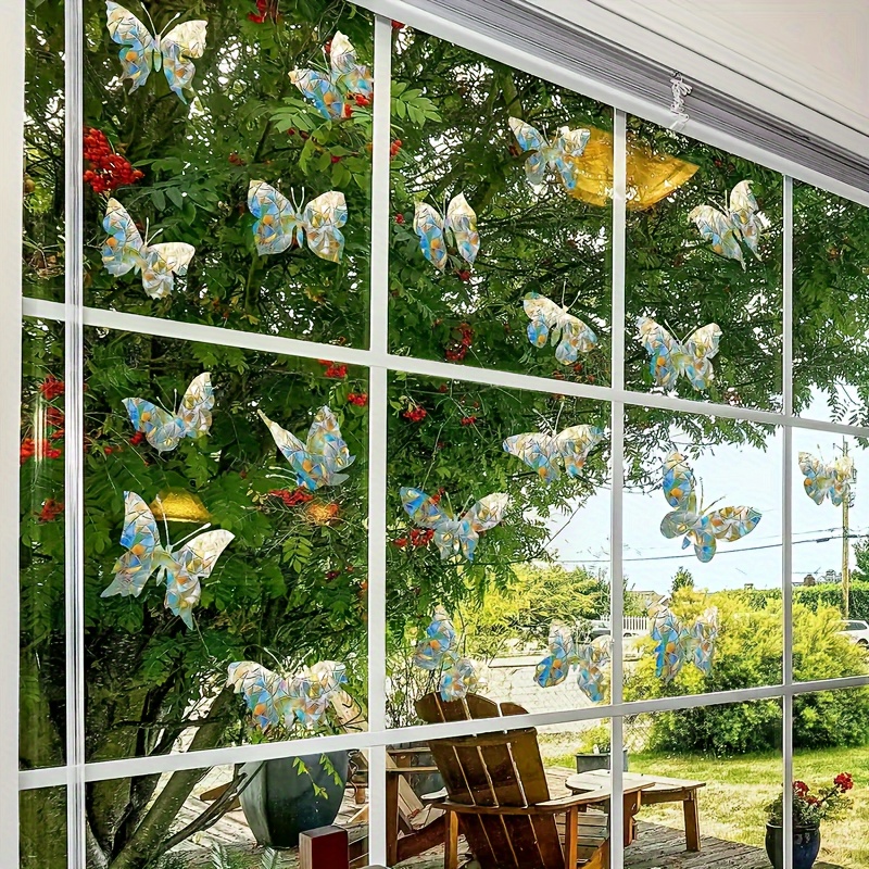 Carevas 9 feuilles mignon fenêtre s'accroche bricolage fleur plante motif  fenêtre autocollants amovible auto-adhésif fenêtre décalcomanies amovible  vinyle pour décoration de fenêtre en verre 