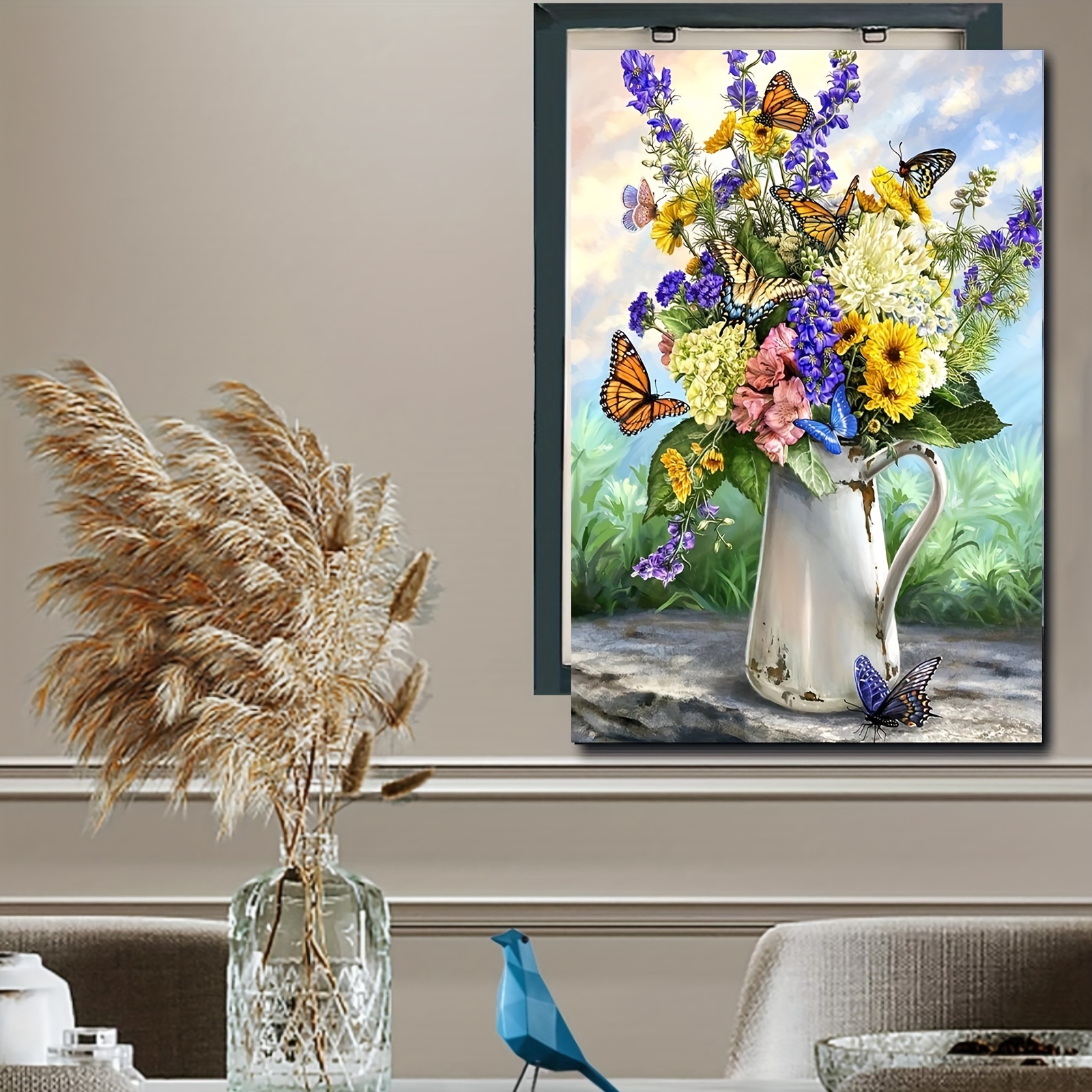 Wood Framed Canvas Painting Framed Wall Art Print Bouquet - Temu