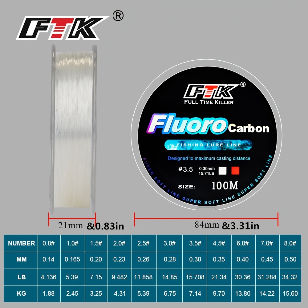 Ftk Fluorocarbon Coated Nylon Monofilament Fishing Line - Temu Canada