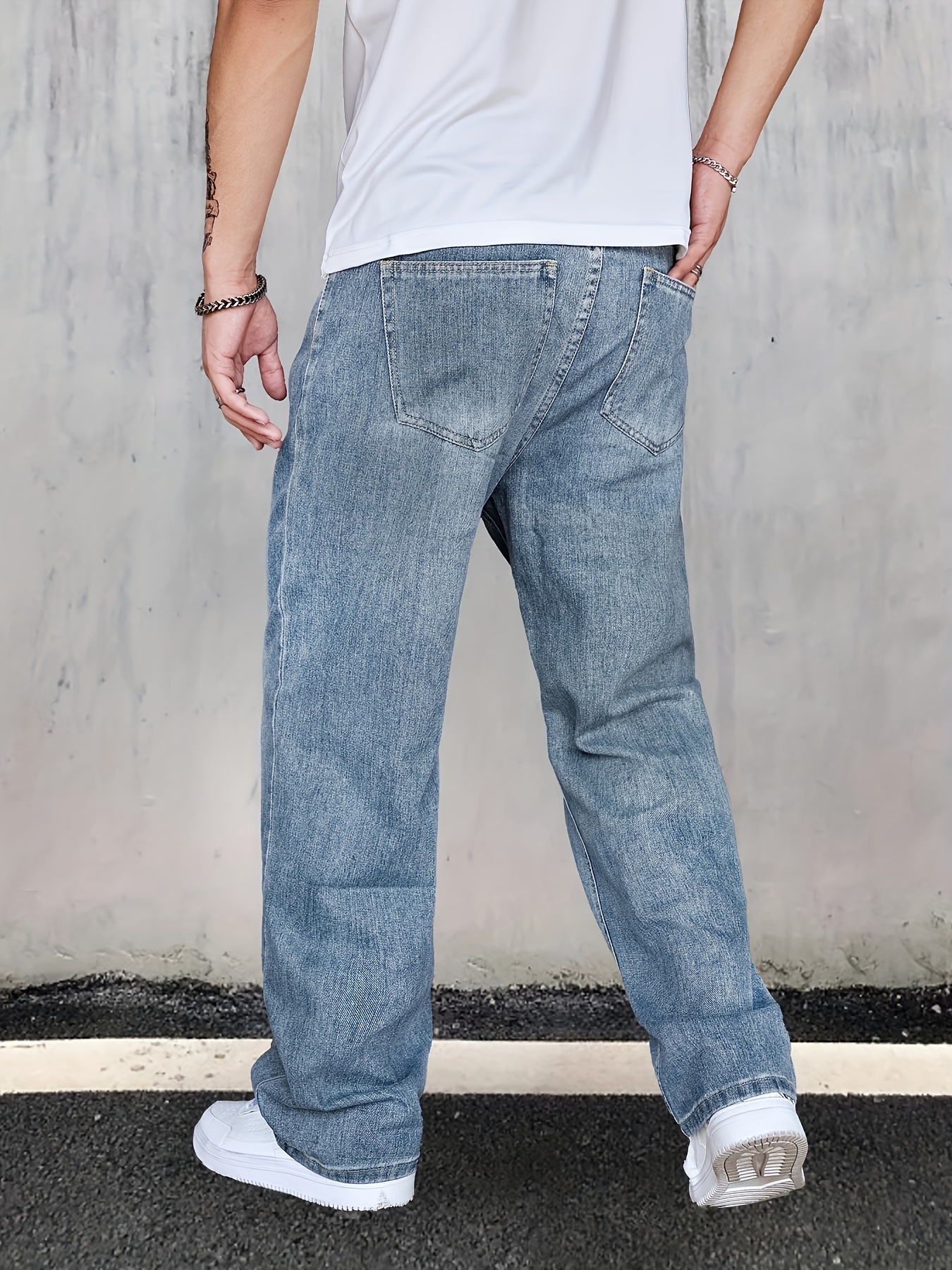 Men's Street Style Flared Trousers Casual Match Denim Pants - Temu