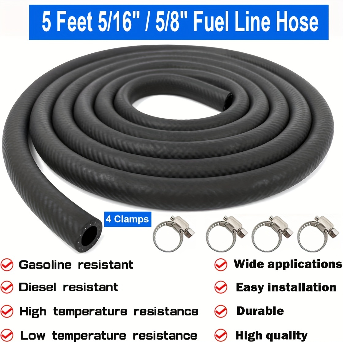 Low pressure Fuel Line Hose Long Clamps Adjustable High - Temu