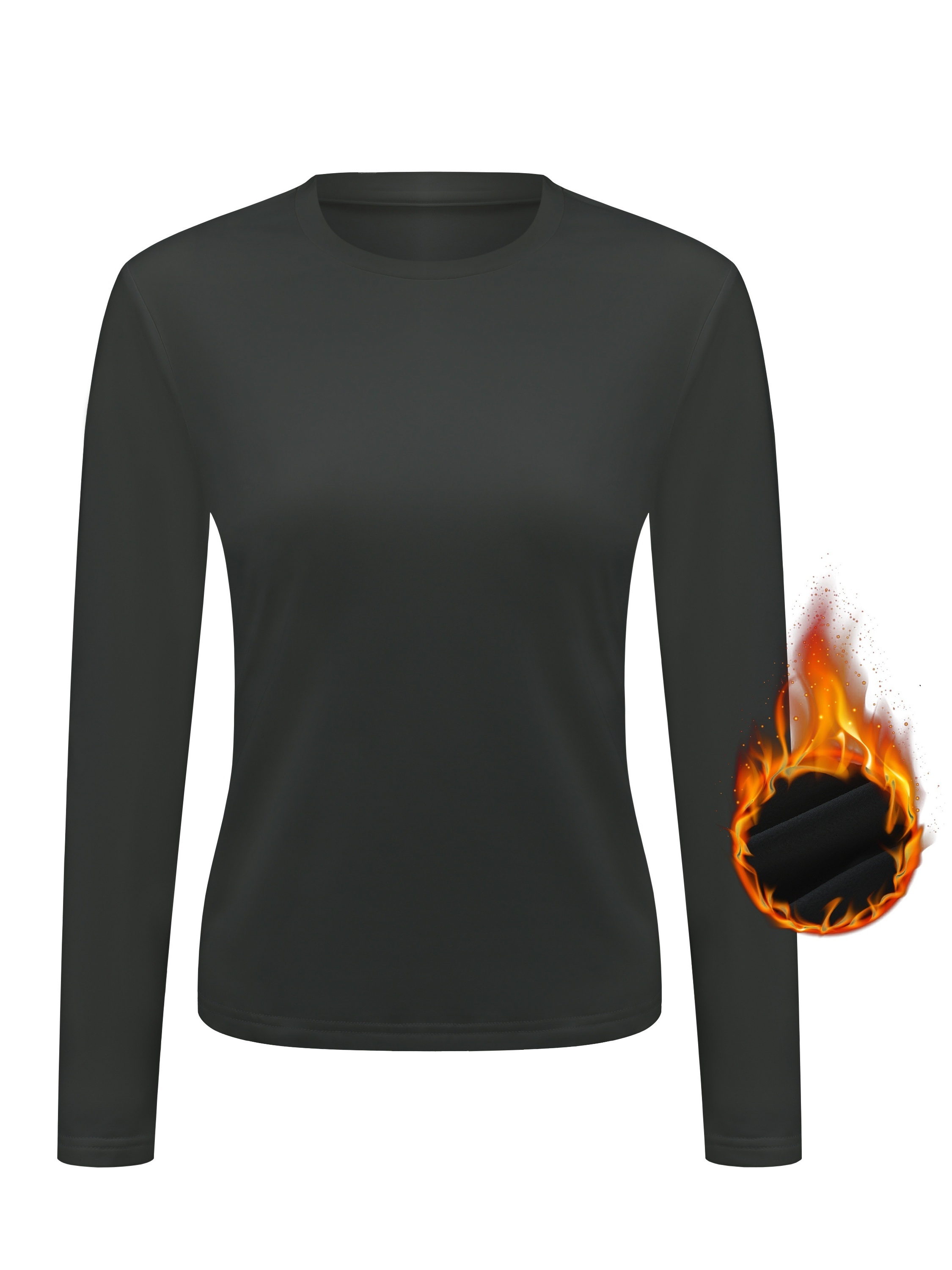 Women's Thermal Tops, Solid Long Sleeve Crew Neck Shirts, Women's Warm  Underwear For Winter, Women's Clothing