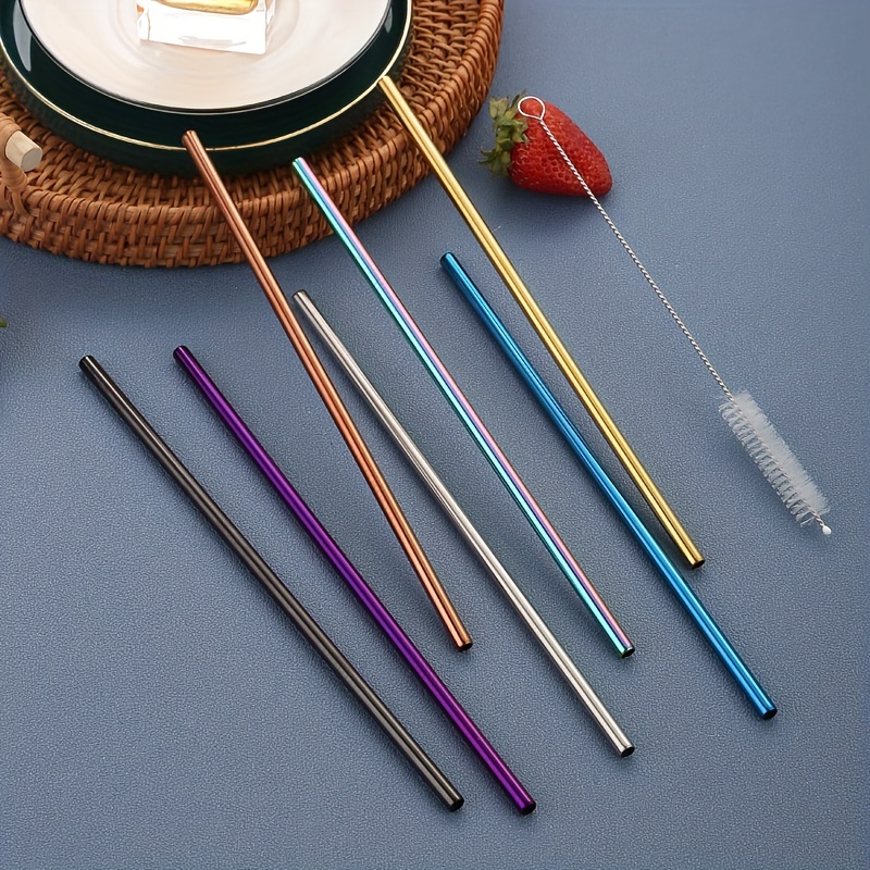 Stainless Steel Reusable Straws, Rainbow Titanium