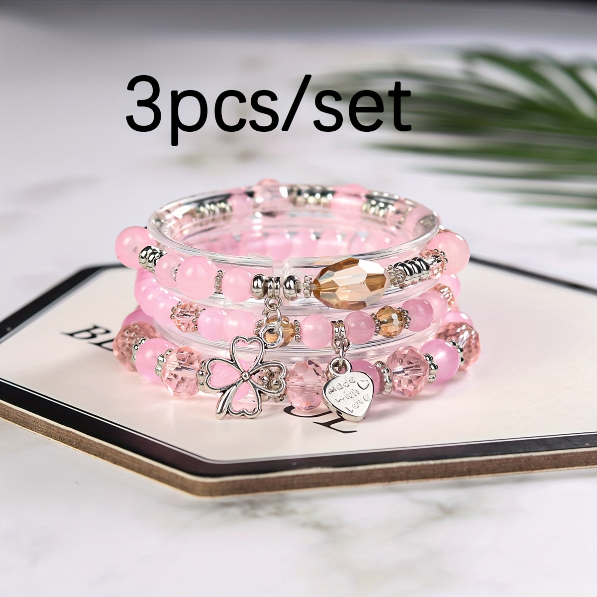 4Pcs/Set Bead Bracelets Bohemian Style Stackable Multi-layer Modern  Nice-looking Charm Bracelet for Women
