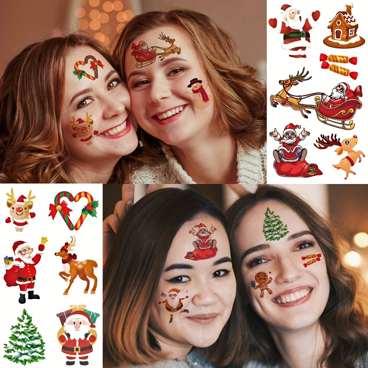 10 Tatuajes Temporales Navidad Niños Niñas Mujeres Hombres - Temu