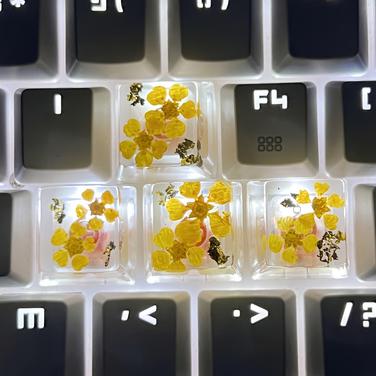 Translucent Flower Pattern Keycaps Suitable For Mechanical - Temu