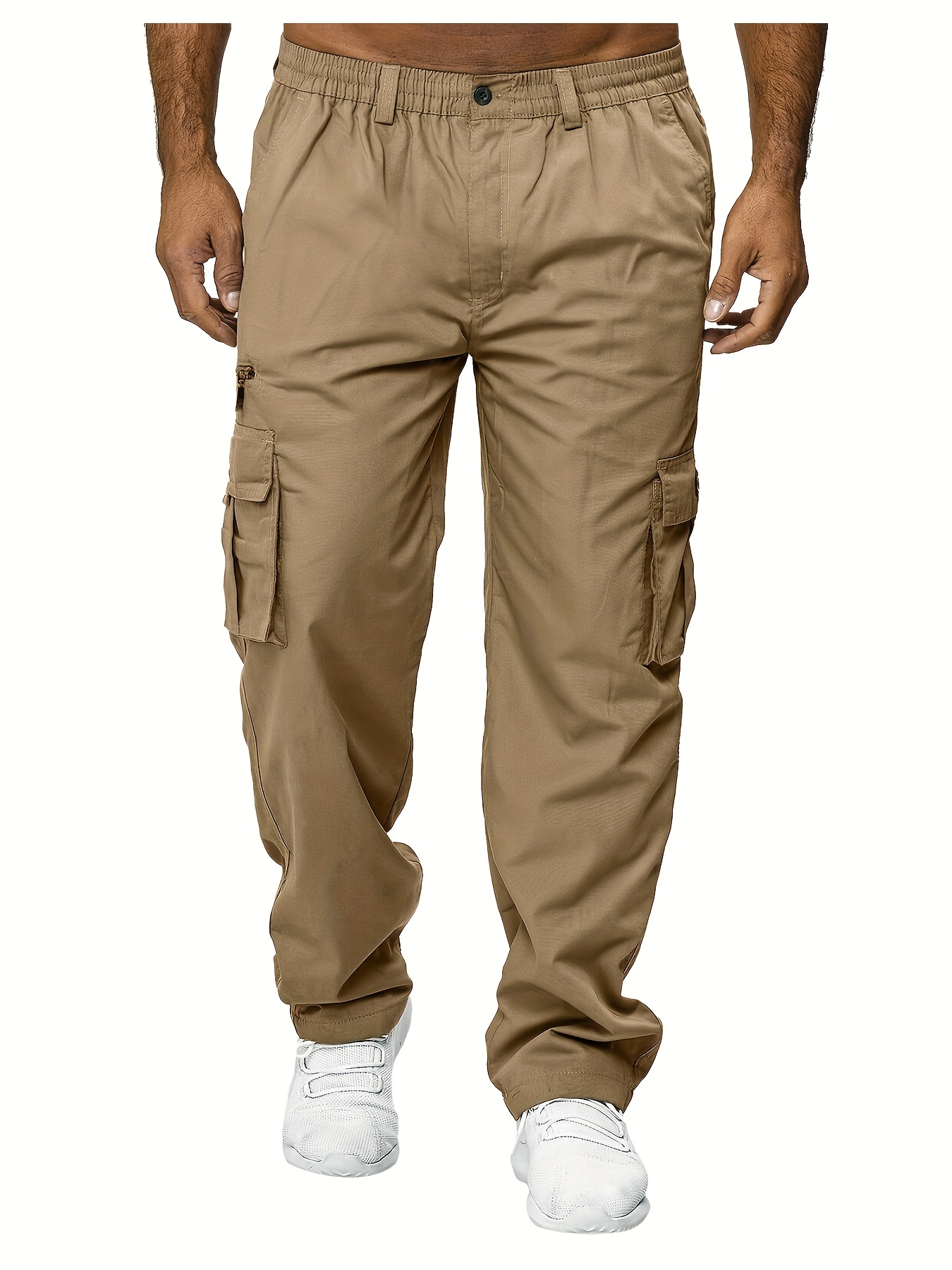 Men's Cargo Pants Casual Loose Fit Stretch Jogging Pants With Flap ...