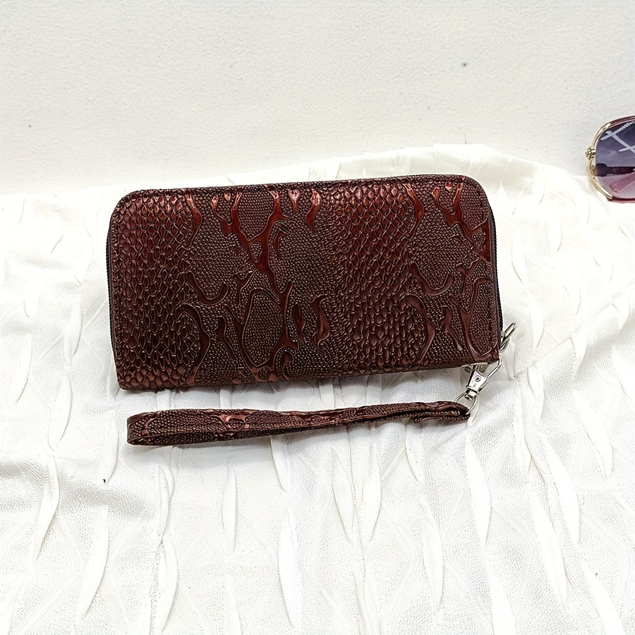 Gucci Snake print leather zip around wallet