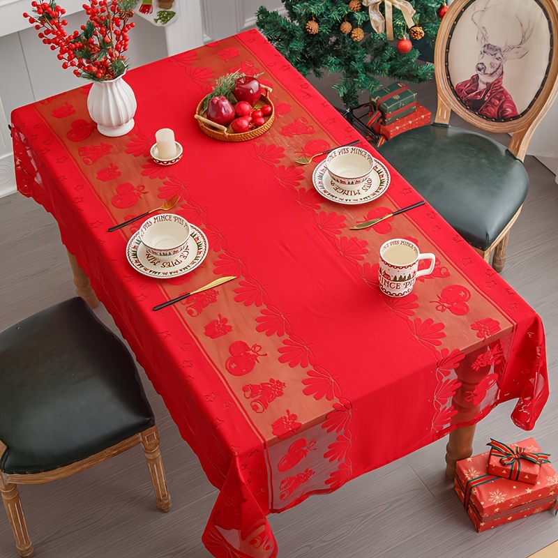 1 Pièce Nappe En Polyester Couverture De Table Rouge Joyeux - Temu Belgium