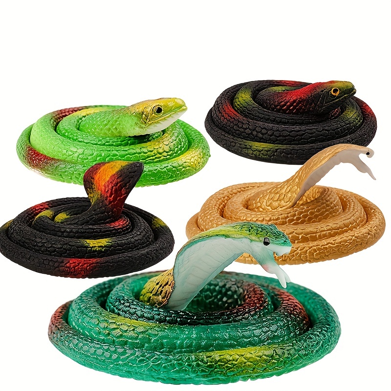 Multicolor two-headed cobra rubber snake toy