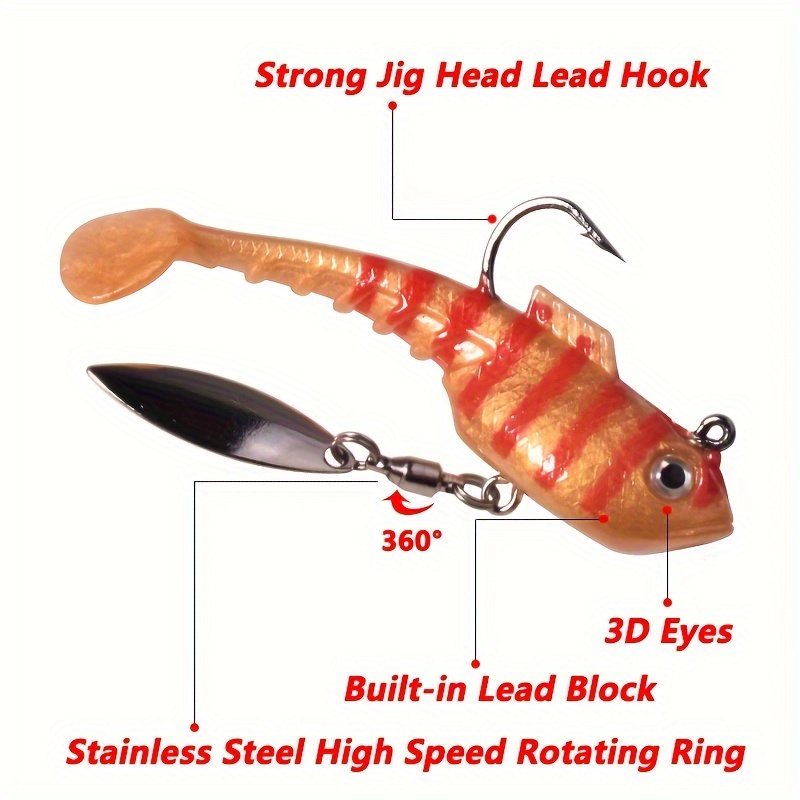 6pcs Rubber Shad Fish, Soft Bait With Lead Head Hooks, Mixed Colors Fishing  Lure Set 6cm/2.36inch 4.6g/0.162oz Mini Jig Wobblers, Artificial PVC Baits