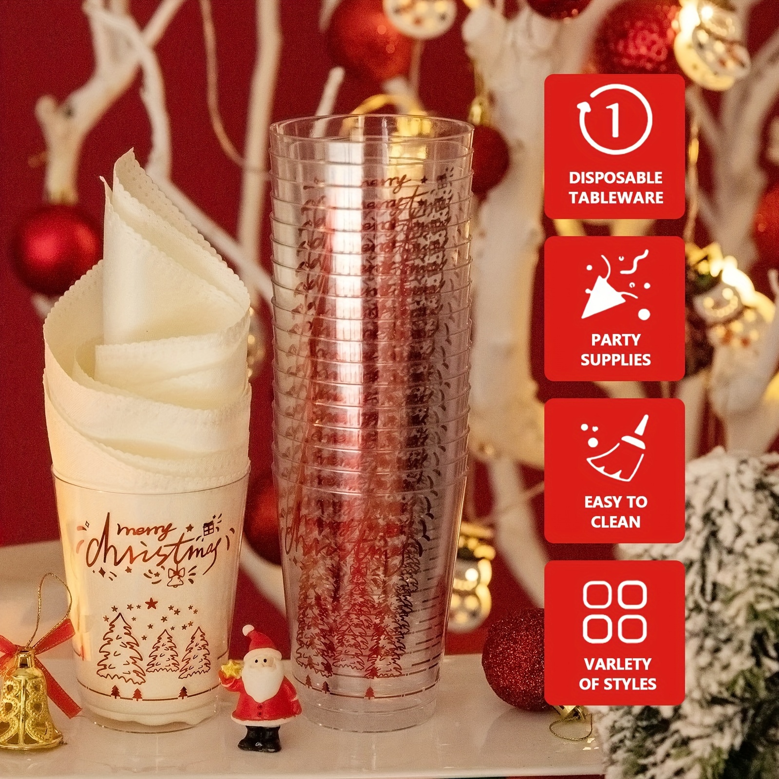 Christmas Tree Clear Plastic Cups