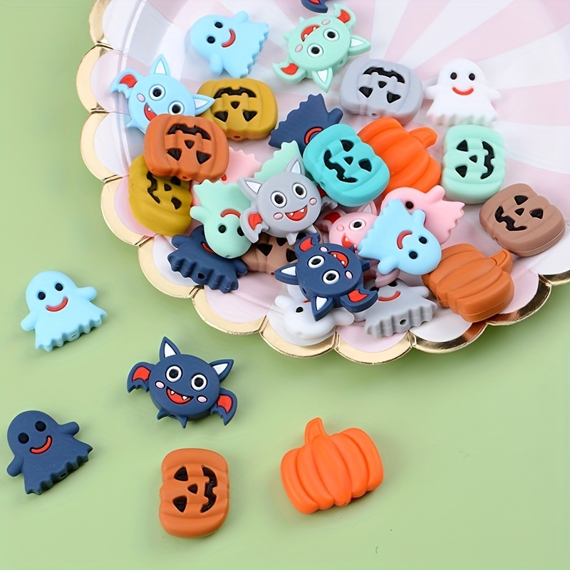 Halloween Silicone Beads Circular Silicone Beads Pumpkin - Temu