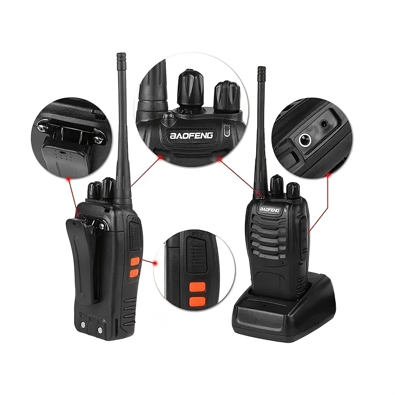 Packs-bf-888s Walkie Talkies Adults,walkie Talkies Rechargeable Long  Range Two-way Radios With Earpieces,2-way Radios Uhf Handheld Transceiver  Walky Talky With Flashlight Li-ion Battery And Charger Temu