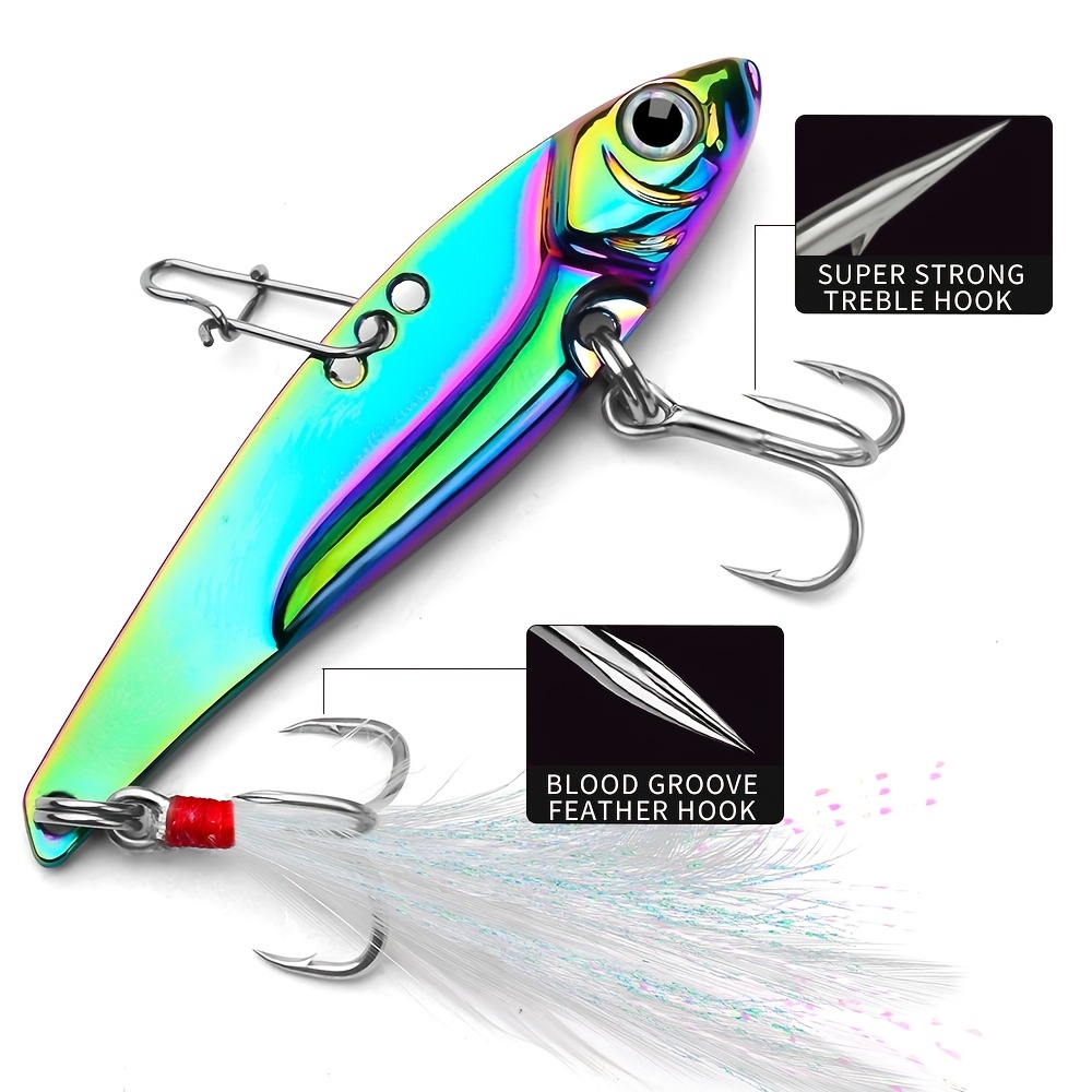 Colorful Reflective Vib Sequins Long Throw Lure Feather Hook