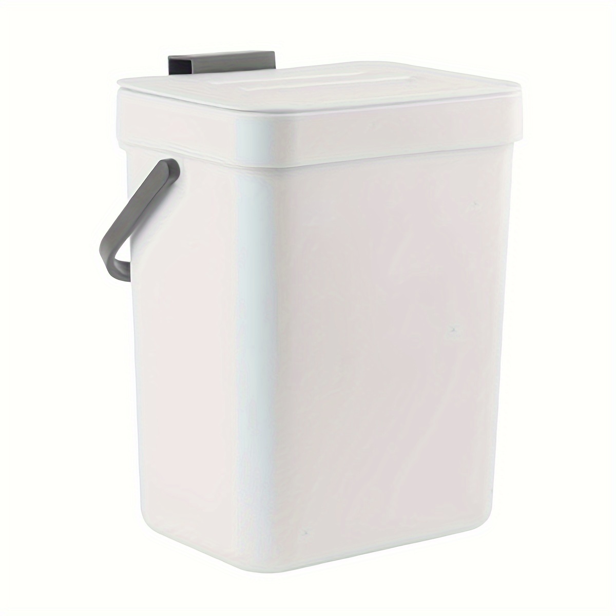 Doyingus Cubo de basura delgado de 1.8 galones, papelera pequeña con tapa  de bambú, cubo de basura rectangular de plástico para baño, dormitorio