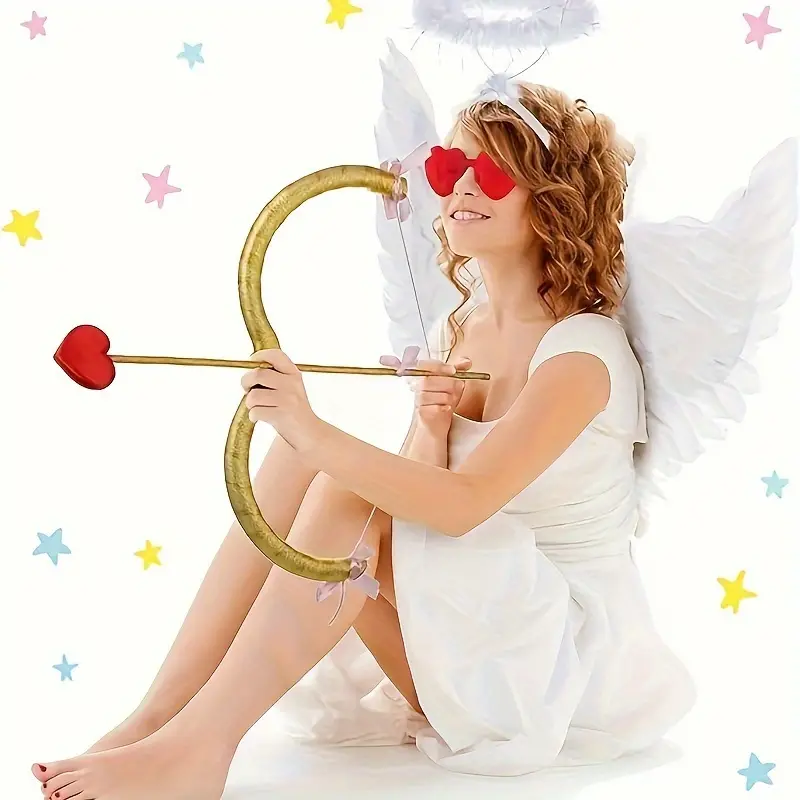 Cupid Costume Set Cupid Bow Arrow White Feather Wings - Temu
