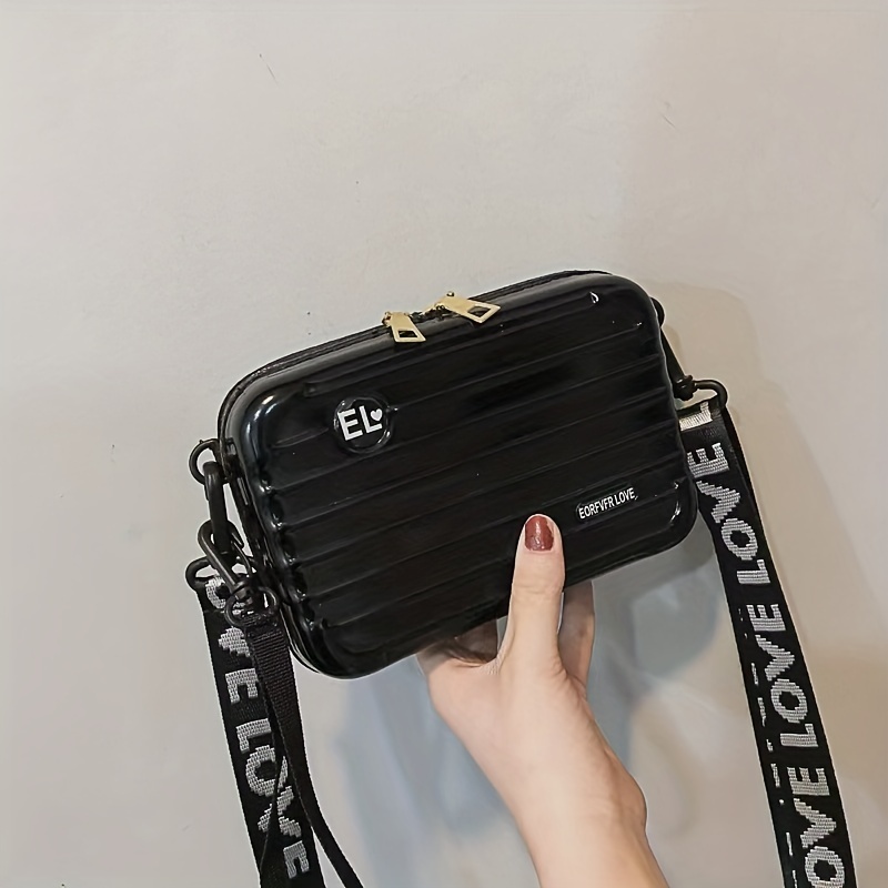 Mini Letter Graphic Box Bag, Unique Creative Novelty Crossbody Bag