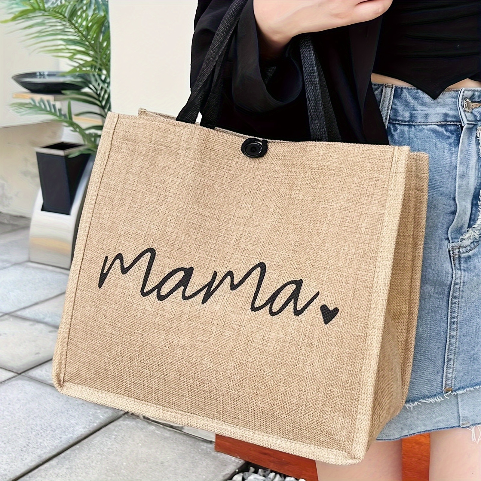 

Mama Letter Graphic Tote Bag, Large Capacity Gift Bag, Women's Fashion Handbag & Mother's Day Gift
