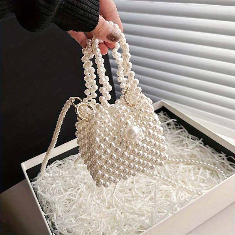 Vintage Beads Bag Strap For Handbag Double Layer Chain Pearl - Temu