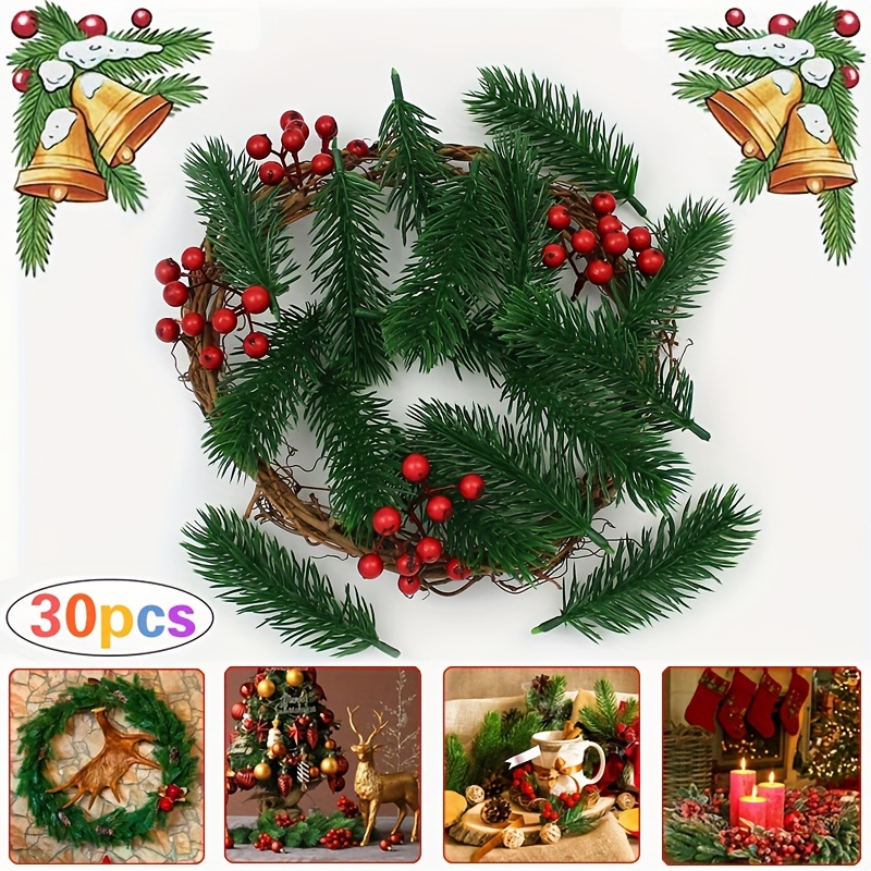 

50pcs Pine Needle Artificial Fake Plant, Artificial Flowers Branch For Christmas Tree Decoration For Home Accessories Diy Bouquet