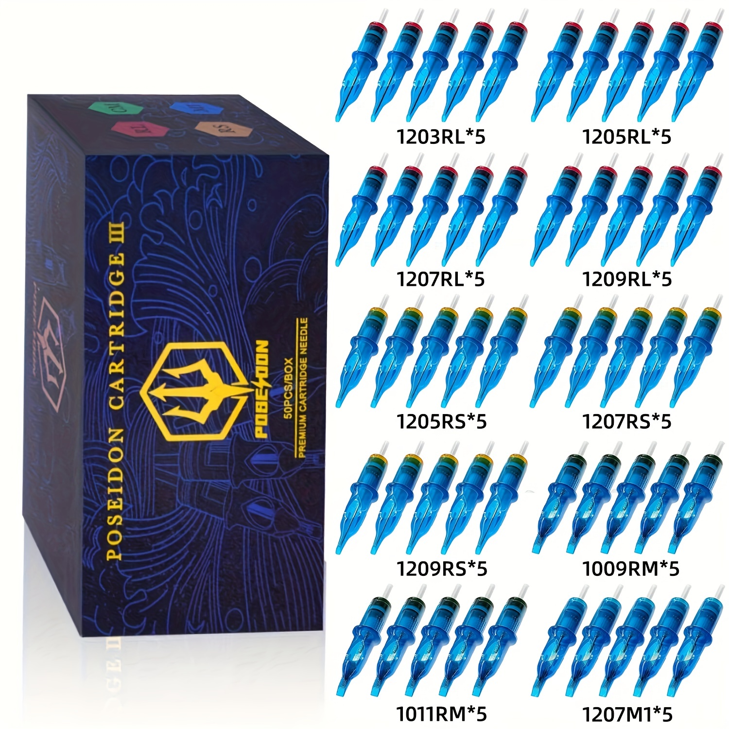 Dragonhawk Mast Tattoo Cartridges Needles 50pcs Round Liner Mixed 3RL 5RL  7RL 9RL 11RL Size for Machine Kit Supply (50pcs RL)
