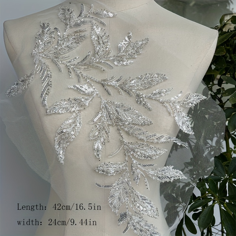 sequin crystal beaded appliques embroidery lace Temu Morocco