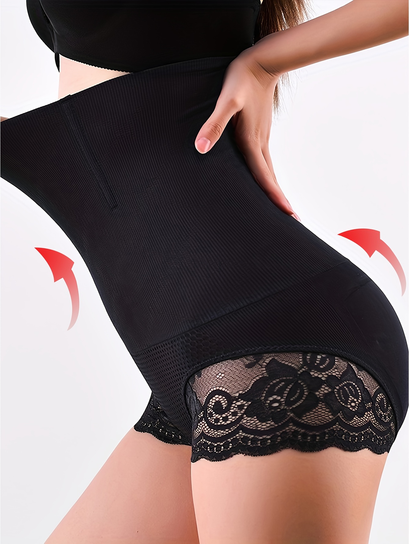 Women's shapewear slip panties made of shiny material with a high waist,  satin trim and lace inserts Babell BBL103 buy at best prices with  international delivery in the catalog of the online