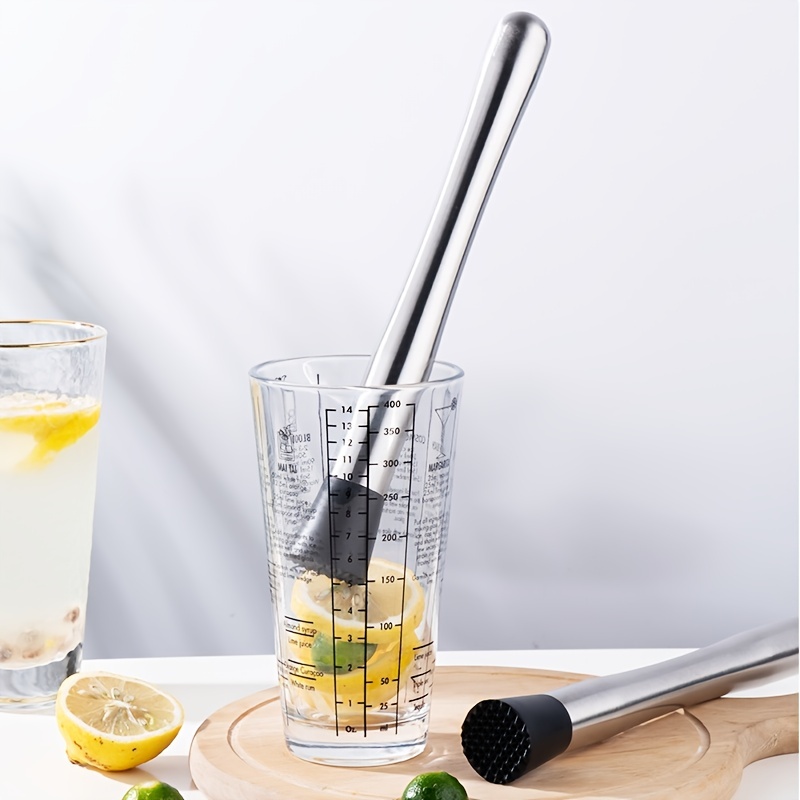 opvise Stainless Steel Cocktail Mixing Spoon And Muddler Sturdy Mix Mojitos  And Fruit Drinks Lemon Swizzle Stick Bar Accessories Silver 