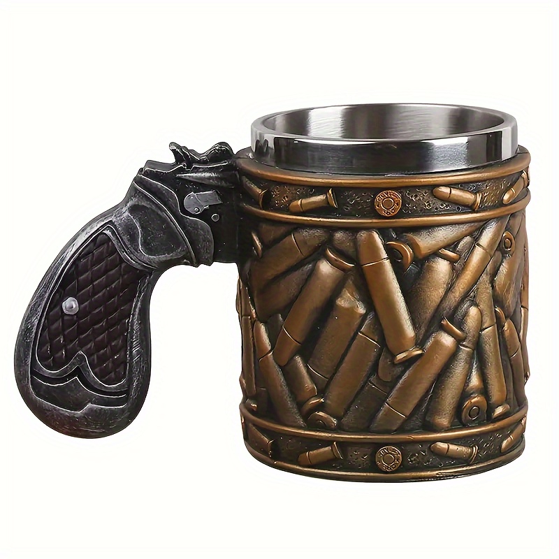 Creative Bullet Stainless Steel Water Cup, 3d Resin Embossed