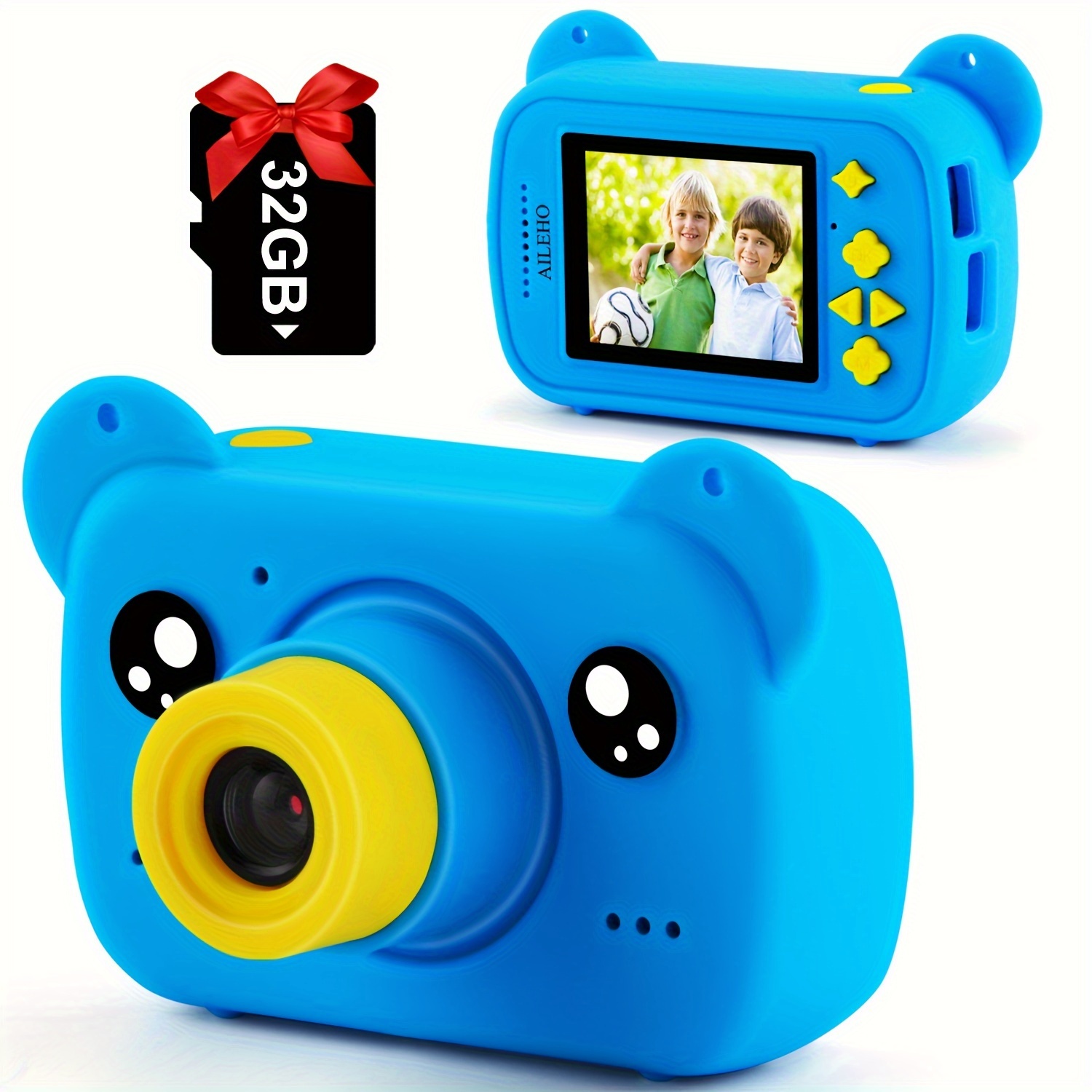 Cámara digital, cámara digital FHD 1080P para niños, cámara de video con  tarjeta SD de 32 GB, zoom digital 16X, cámara compacta de punto y disparo