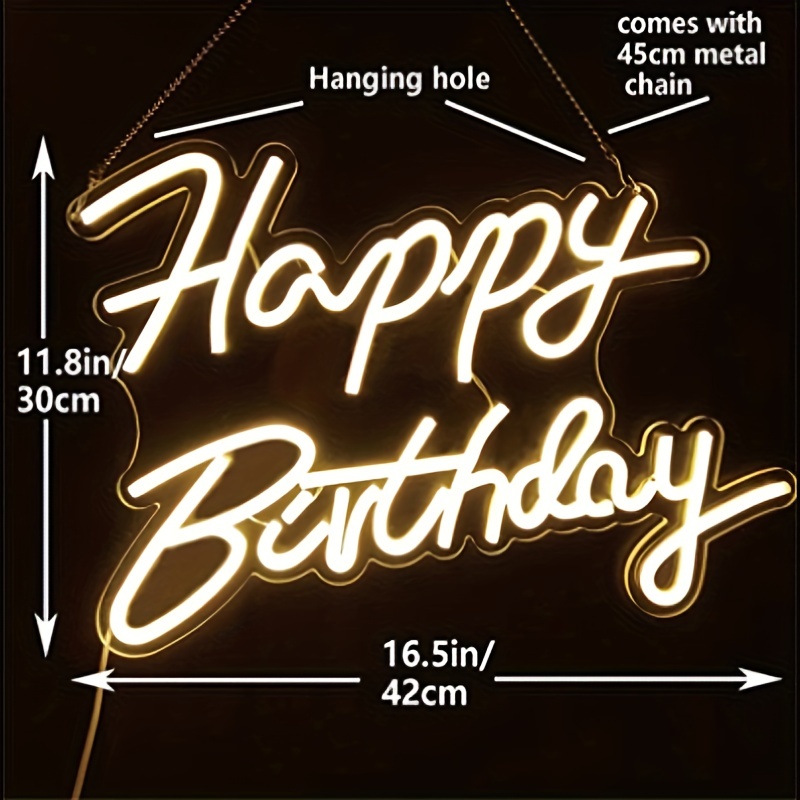 1pc 16/20 Pulgadas Led Neon Sign Happy Birthday Night Light - Temu Chile