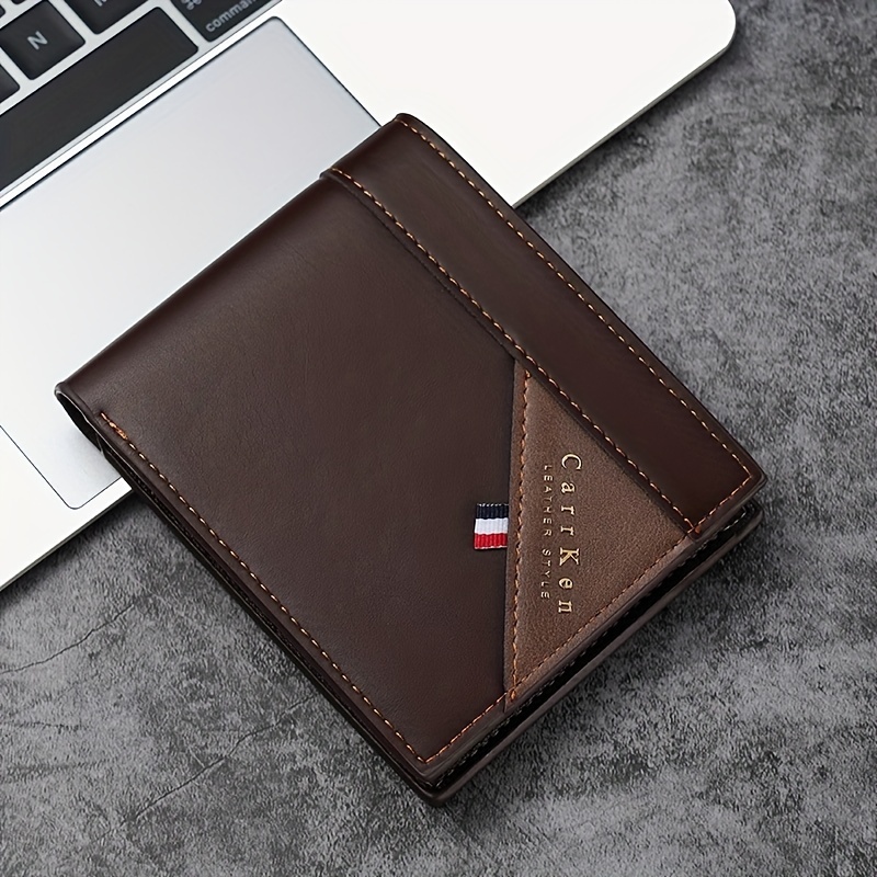 CarrKen Men's Short PU Leather Wallet with Money Clip