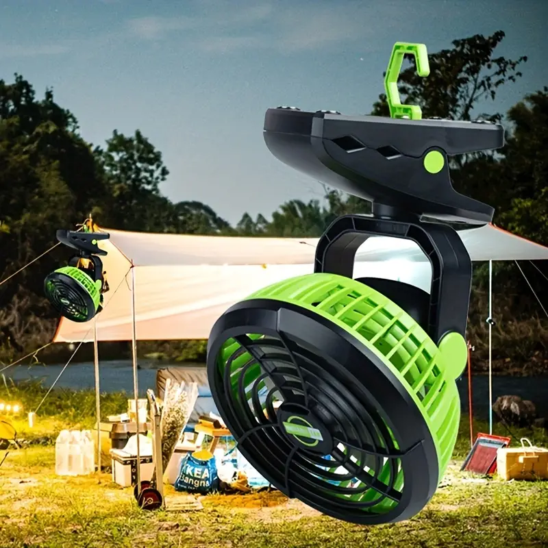 Portable USB/Solar Rechargeable Outdoor Camping Fan with Magnetic Suction -  Perfect for Cooking, Fishing and More!