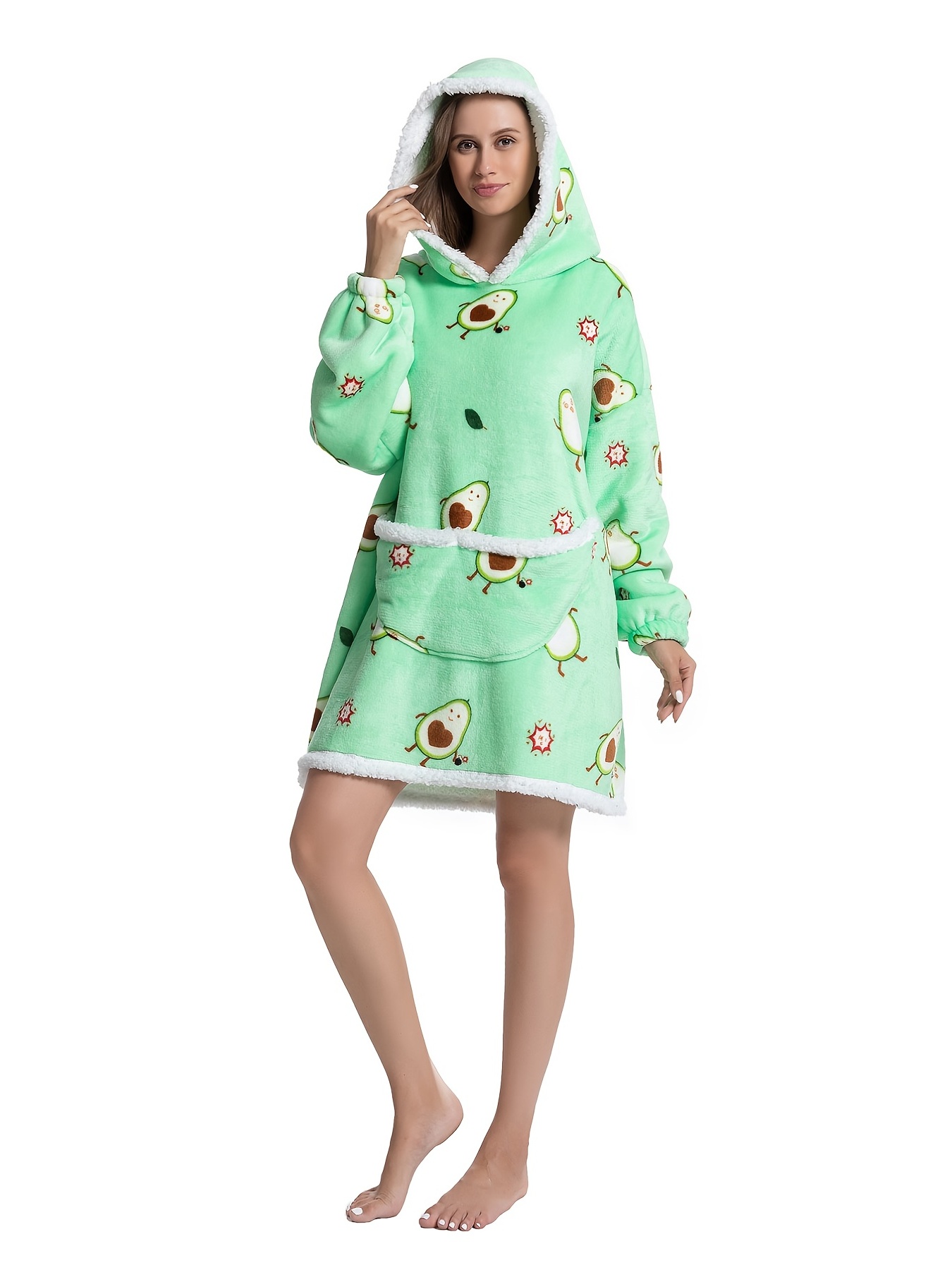 Soft Cozy Flannel House Robe Warm Fuzzy Cute Fruit Pattern - Temu