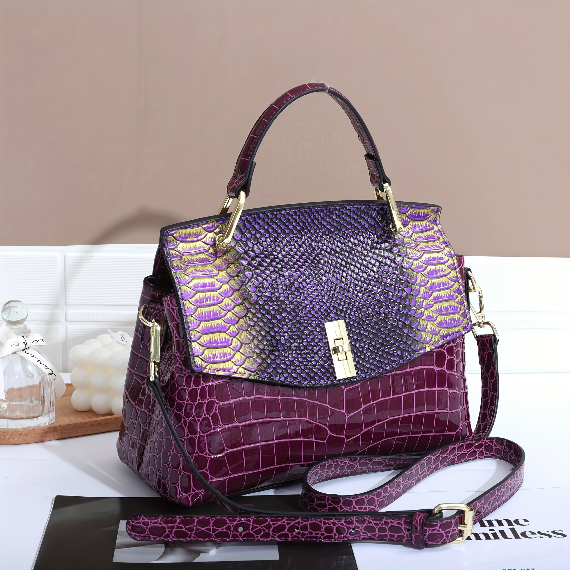 Purple best sale satchel purse