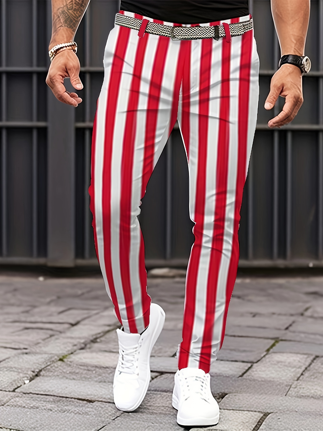 Manfinity Men Striped Print Pocket Detail Pants