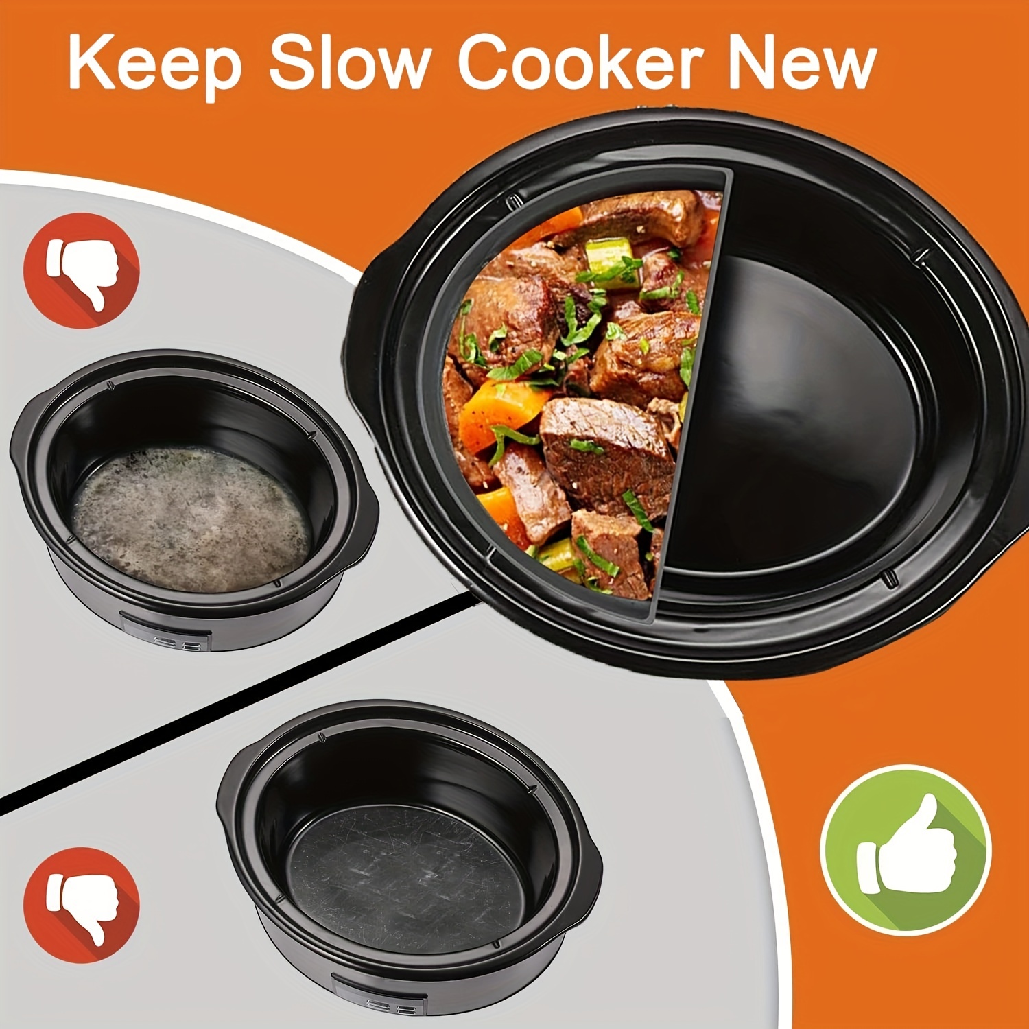Slow Cooker Liners Fit 6-8 Quarts Crockpot, Reusable & Leakproof Cooking  Bags Large Size Crock Pot Liners, Easy Clean Bags Liners for Oval or Round