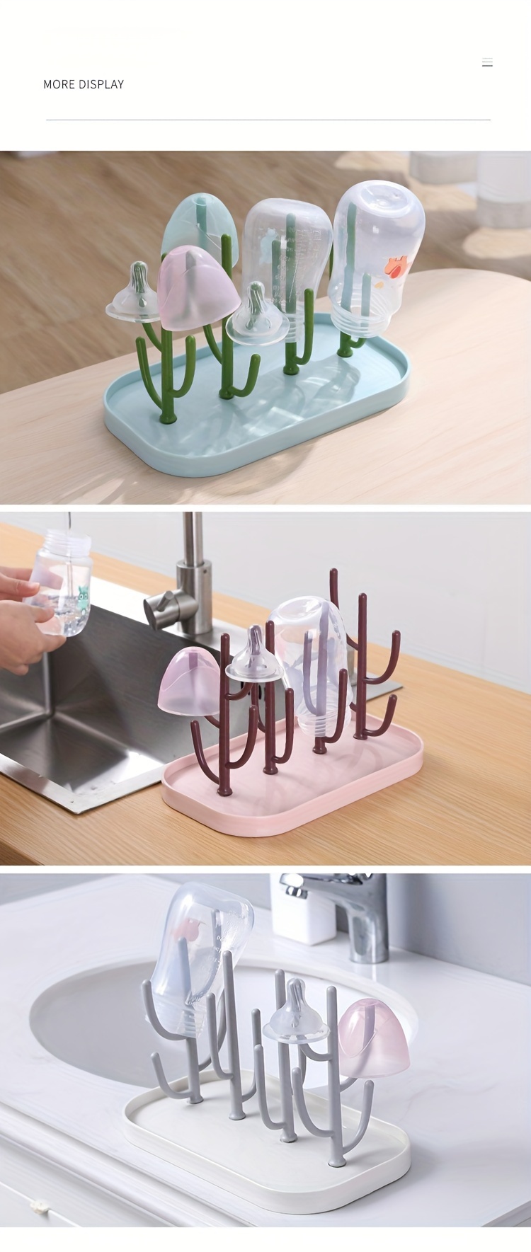 cactus bottle drying rack multifunctional bottle water cup drain rack detachable bottle rack details 11