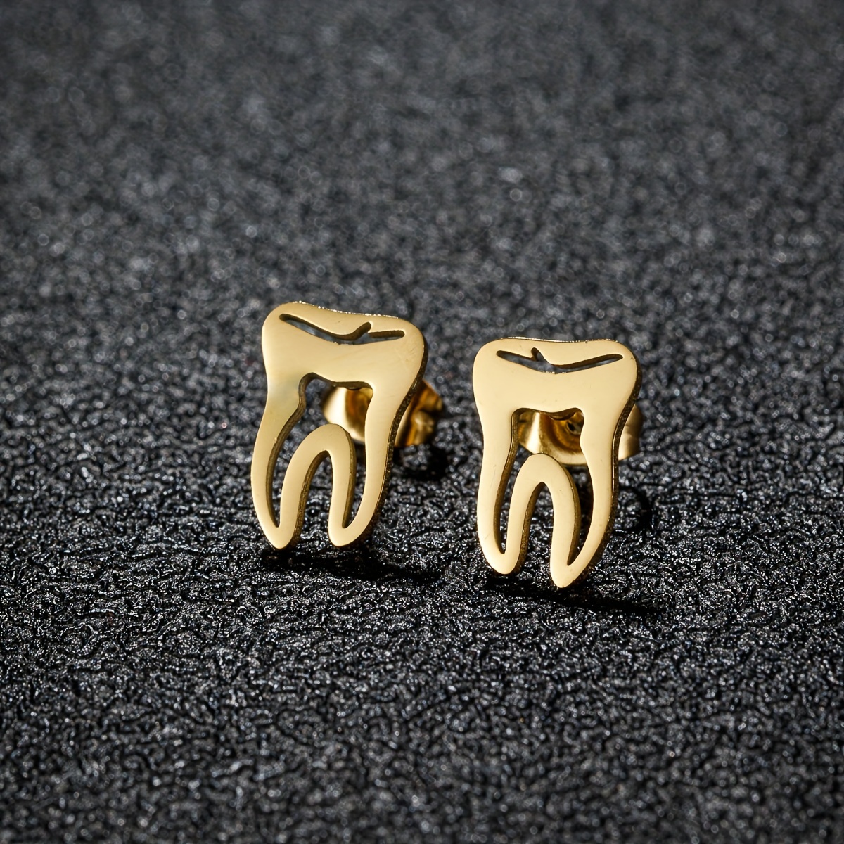 1 Pair Punk Stainless Steel Dentist Tooth Stud Earrings For Men Doctor Nurse Additions Aretes